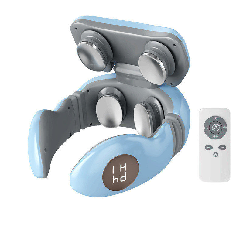 Appareil de massage cervical bleu ergonomique avec réglages personnalisables