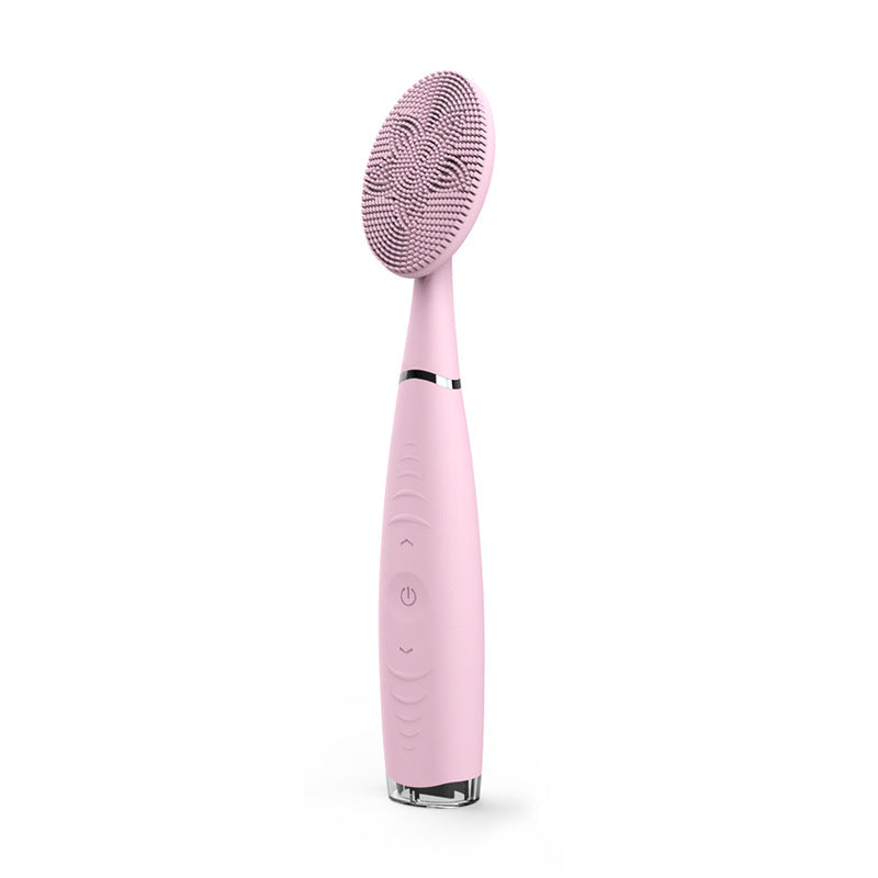 Brosse nettoyante visage sonique silicone rose Divinelle Beauty pour peaux sensibles.