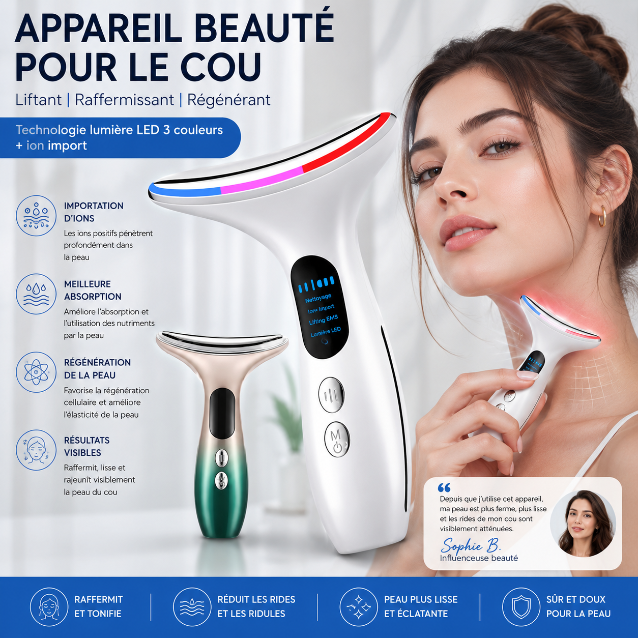 FirmeLift | Appareil Lifting & Raffermissement Facial – Bithérapie Ionique & LED