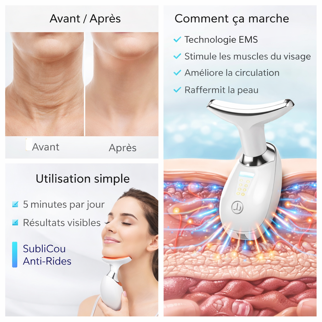 Guide d'utilisation français pour masseur cervical SubliCou avec mode d'emploi et technologie Divinelle