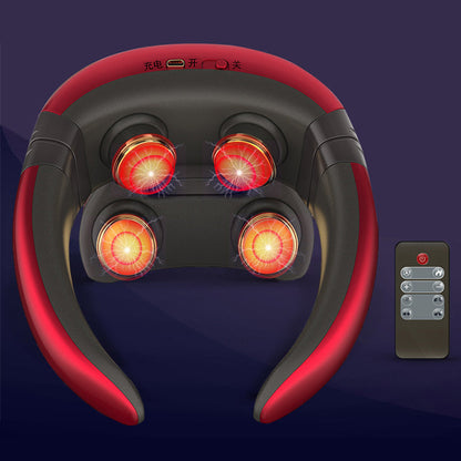 Masseur cervical intelligent ApaisaNuque rouge avec télécommande de contrôle