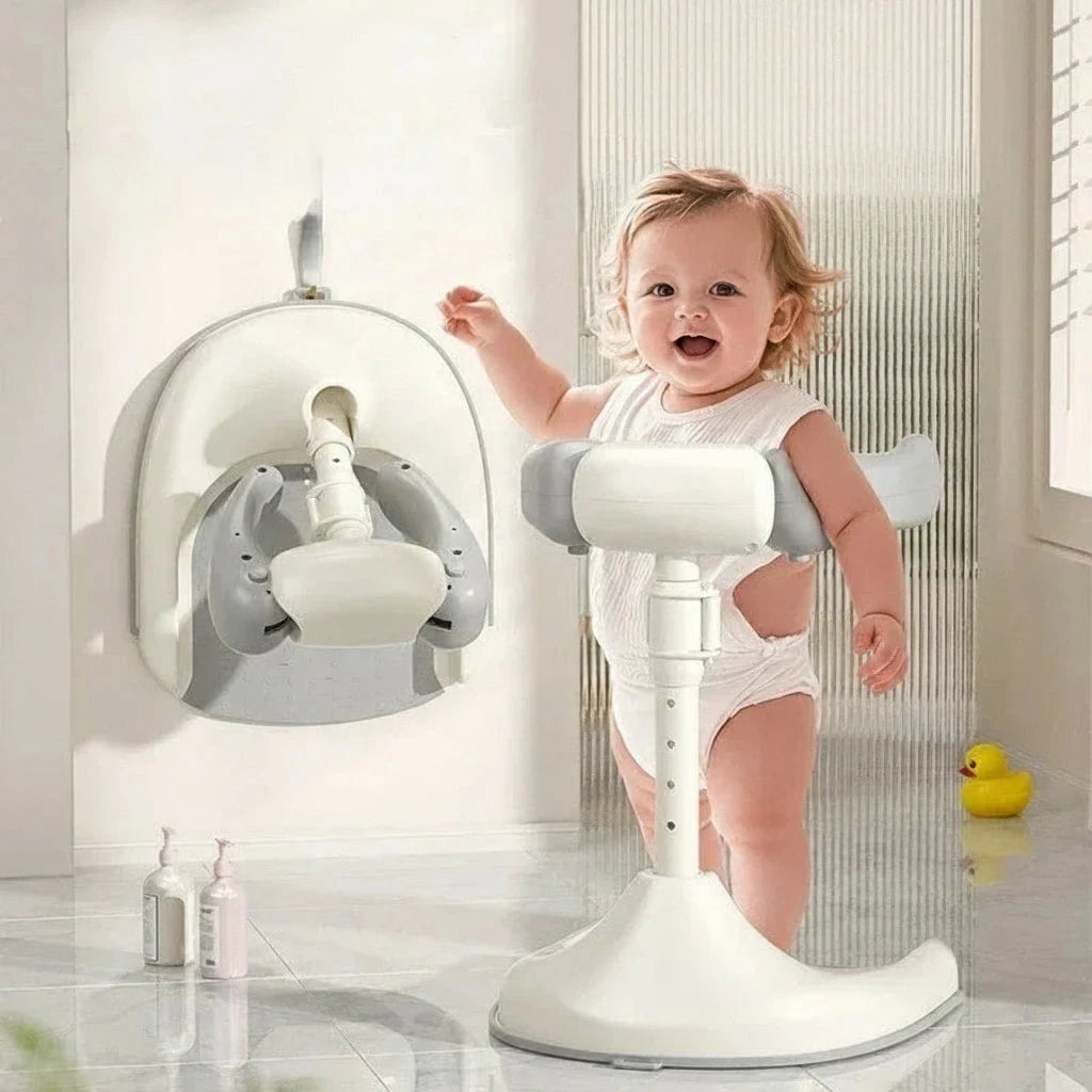Adjustable Baby Standing Bath Support with Wash Basin Rack – Infant Toddler Shower Seat for Easy Butt Washing & Bathing Aid DIVINELLE BEAUTY
