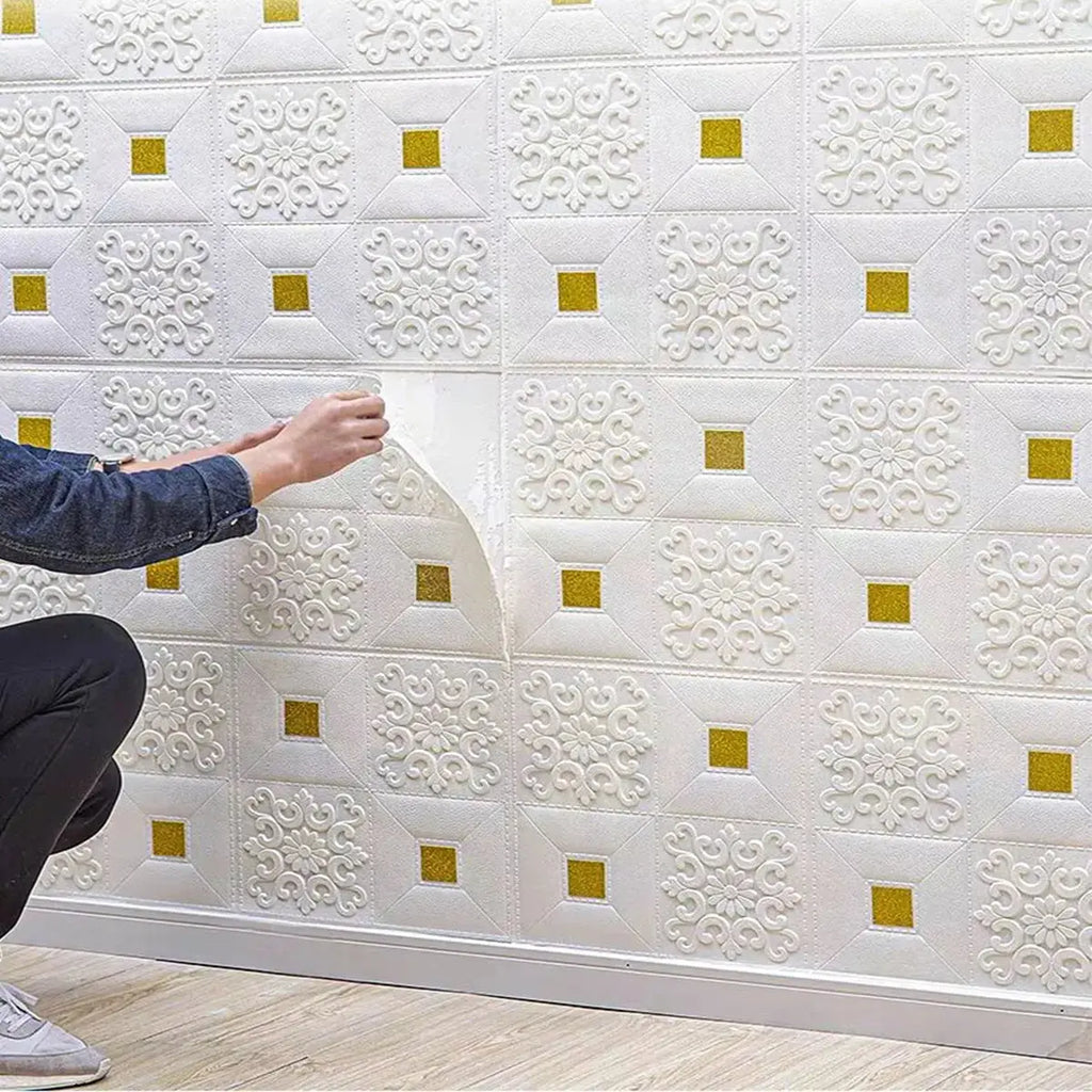 Decorative waterproof and moisture-proof 70x70cm self-adhesive ceiling wallpaper 3D brick wall paste foam wall decoration DIVINELLE BEAUTY