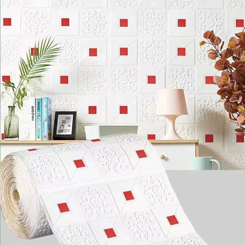 Decorative waterproof and moisture-proof 70x70cm self-adhesive ceiling wallpaper 3D brick wall paste foam wall decoration DIVINELLE BEAUTY