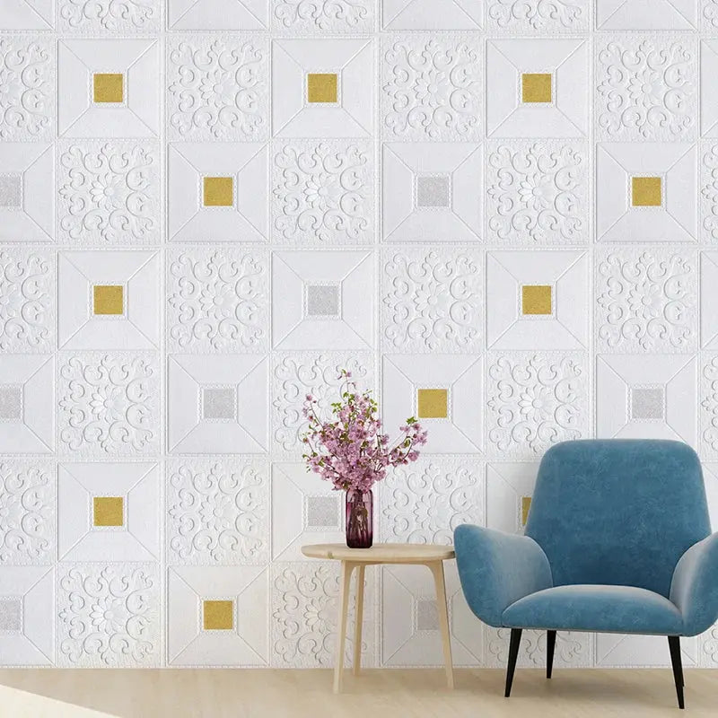 Decorative waterproof and moisture-proof 70x70cm self-adhesive ceiling wallpaper 3D brick wall paste foam wall decoration DIVINELLE BEAUTY