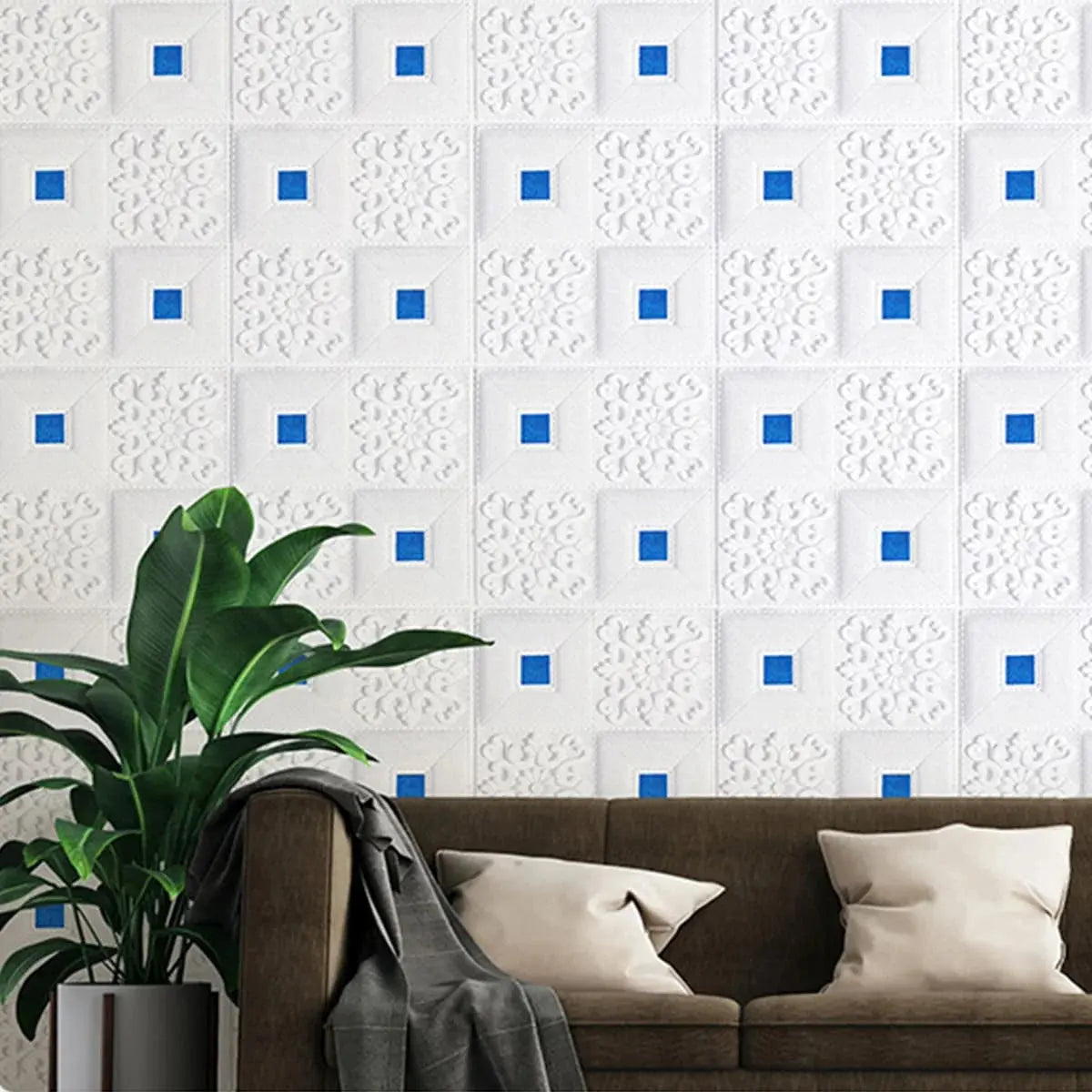 Decorative waterproof and moisture-proof 70x70cm self-adhesive ceiling wallpaper 3D brick wall paste foam wall decoration DIVINELLE BEAUTY