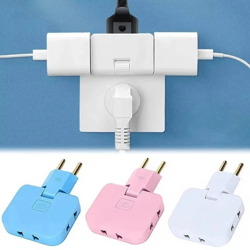 EU Plug 180 Degree Rotatable Socket Converter 3 in 1 EU to US Extension Plug Multi-Plug Mini Slim Wireless Outlet Adapter Socket DIVINELLE BEAUTY