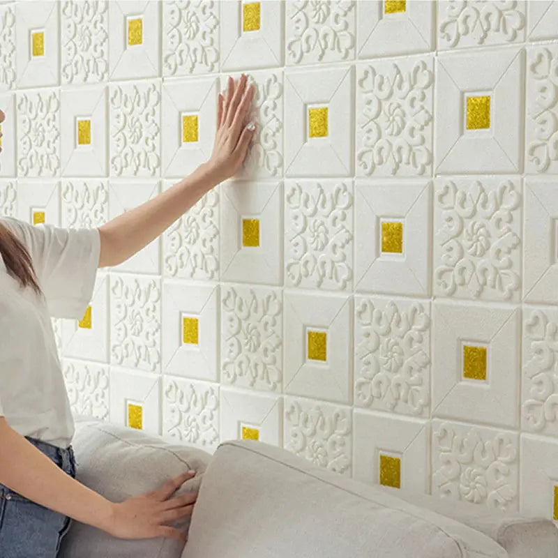 Decorative waterproof and moisture-proof 70x70cm self-adhesive ceiling wallpaper 3D brick wall paste foam wall decoration DIVINELLE BEAUTY