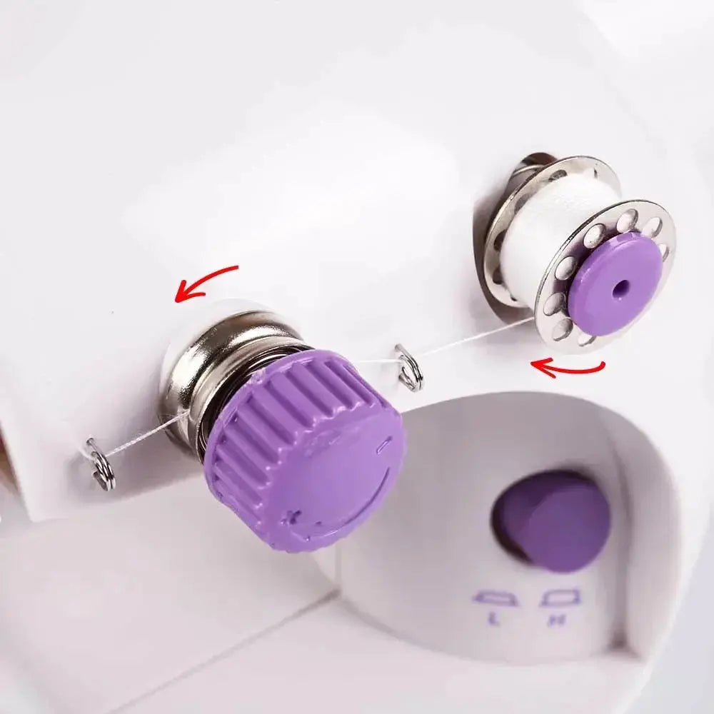 Beginner Sewing Machine Home Small Double Speed Mini Electric Household Portable Night Light Foot Pedal Straight Two Thread DIVINELLE BEAUTY