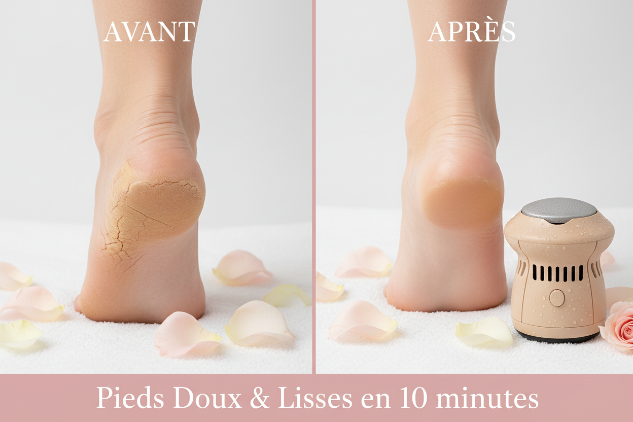 Résultat avant et après utilisation du PiedsDoux Pro sur des pieds secs et fendillés