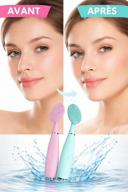 Avant et après utilisation de la brosse nettoyante silicone