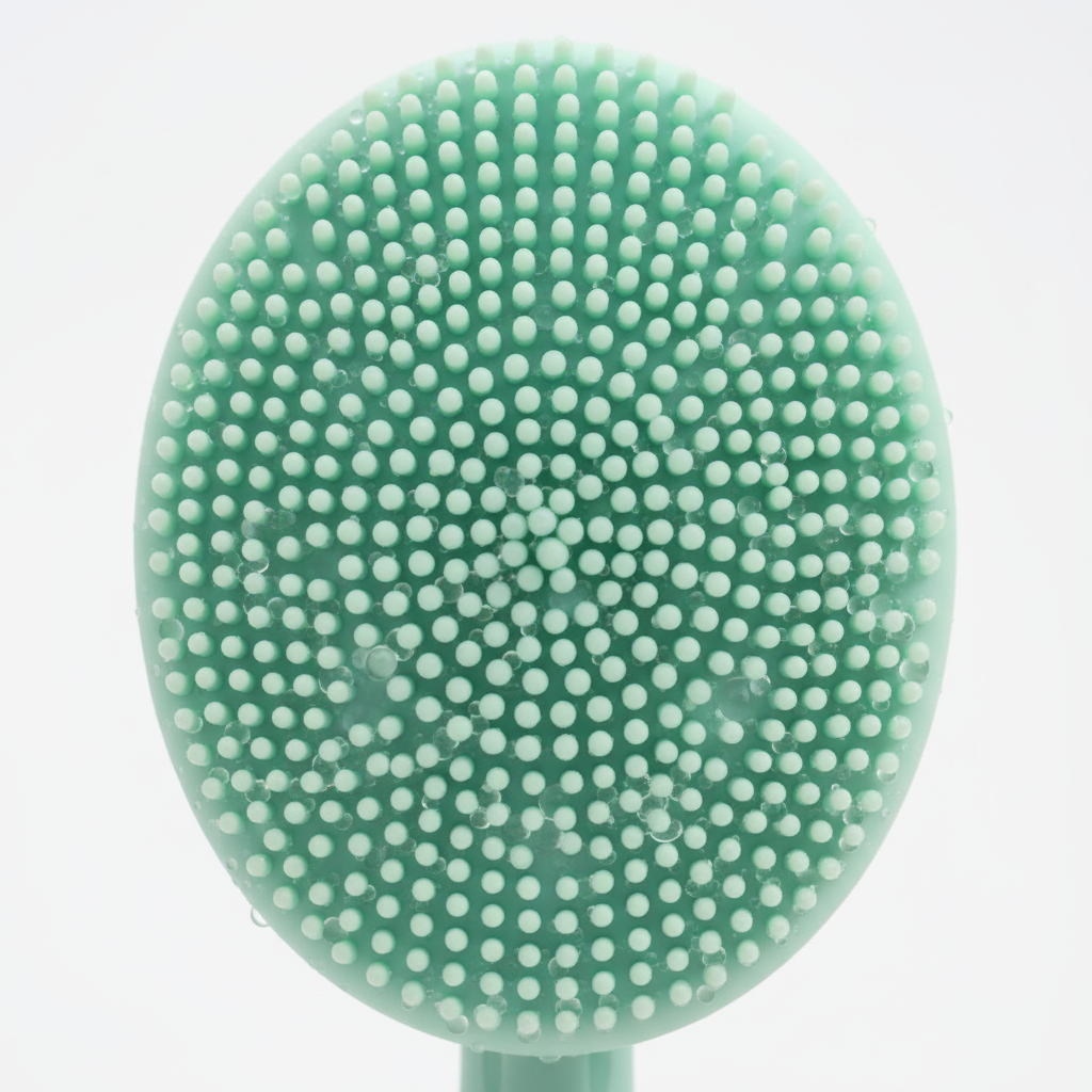 Détails des picots en silicone médical hypoallergénique de la brosse nettoyante Divinelle.