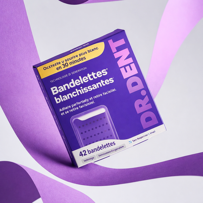 Kit de blanchiment des dents sans peroxyde pour dents sensibles - Boîte de 42 bandes