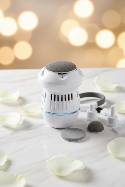 Appareil de soin des pieds élégant blanc et beige pour une routine beauté zen.